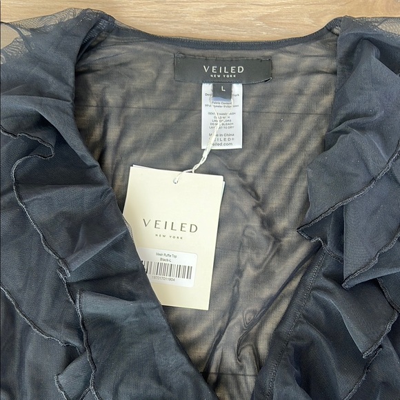 Black Ruffled Women's Blouse - Picture 4 of 13